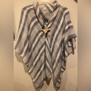 Striped Blue and White Poncho